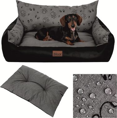 Ліжко для собак - м'яке ліжко-корзина для собак, котів, маленьких, середніх та великих собак - 63x48 см, графіт з лапами