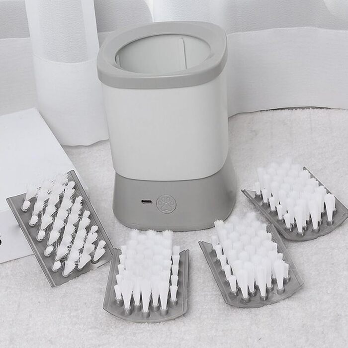 Очисник лап для собак, анти-розбризкування, 2 швидкості, інструмент для догляду та очищення для ванни, подорожей, відпочинку на природі, кемпінгу, піших прогулянок (сірий)