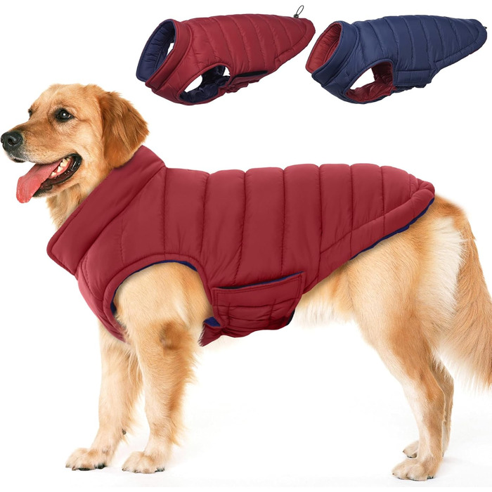 Зимовий теплий дощовик для собак великих порід Lelepet, XL (червоний)