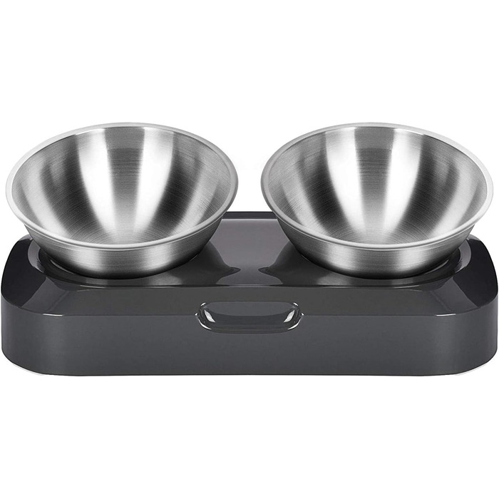 Миска для котів з нахилом 15° з нержавіючої сталі, харчової якості, миється в посудомийній машині, з силіконовою основою, для котів та цуценят, 1 шт.