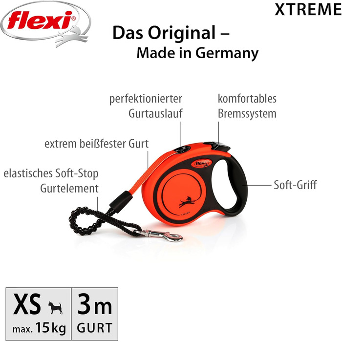 Повідок-рулетка Flexi Xtreme XS, стрічка 3м, помаранчевий