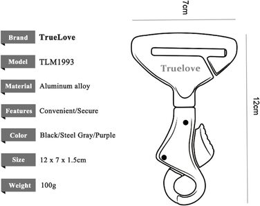 Посилений собачий нашийник-кріплення для авто, безпечна пряжка, сумісний з усіма авторемнями, для нашийників та шлейок, TLM1993-Lila