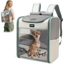 Рюкзак для котів великих порід ALLSOPETS, складаний рюкзак для собак та котів, дихаюча переноска для подорожей, прогулянок та походів (димно-зелений)