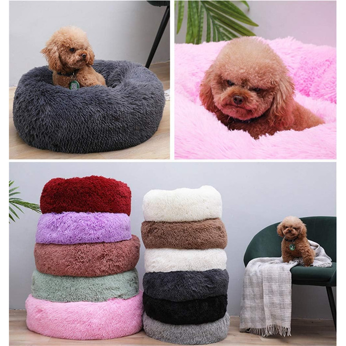 Кругла м'яка лежанка для собак та котів, велика, чорна, 70 см. Лежанка-софа для тварин, миється.