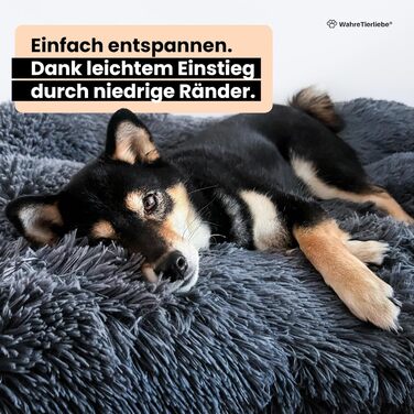 Преміум подушка для собак Wahre Tierliebe Fluffy - М'яке ліжко для вашого улюбленця. Легко чиститься. Ідеально для дому та в подорожах. Розмір M (100x75x25 см), сірий колір.