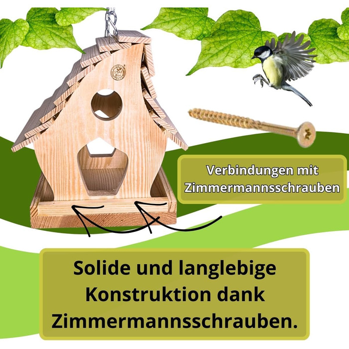 Дім для птахів на балкон: дерев'яний, ручної роботи, для саду та балкону, стійкий до погодних умов