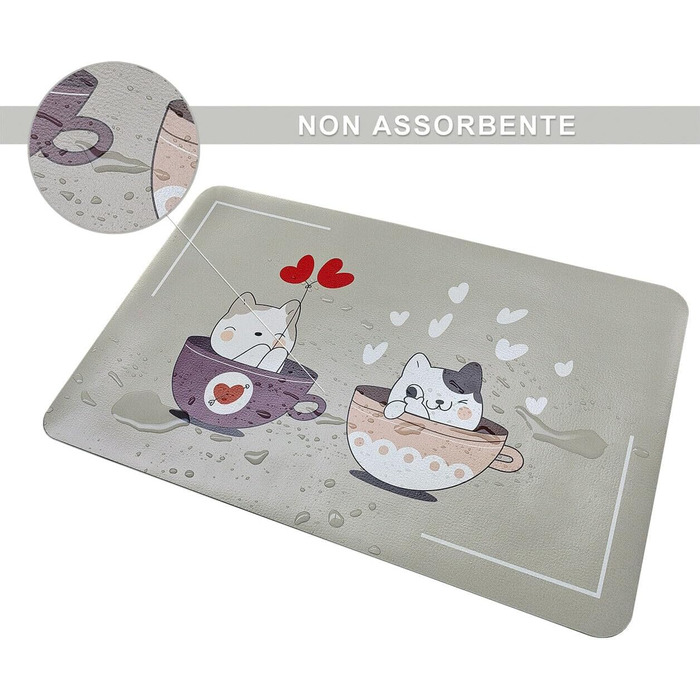 Захисна гумова підкладка Emmevi для миски собаки/кота, 38x60 см, неслизька, брудовідштовхуюча