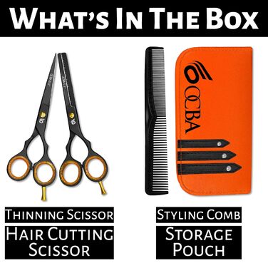 Професійна перукарська ножиці OCBA 6 дюймів - для чоловіків та жінок, чорний комплект