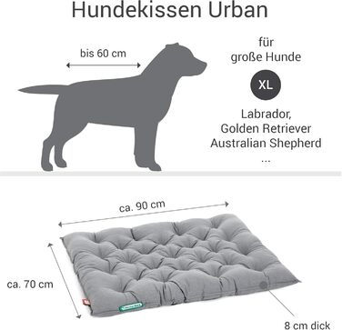 Ортопедичне собаче ліжко Doctor Bark Urban - для великих собак, 90x70 см, сірий колір, Made in Germany