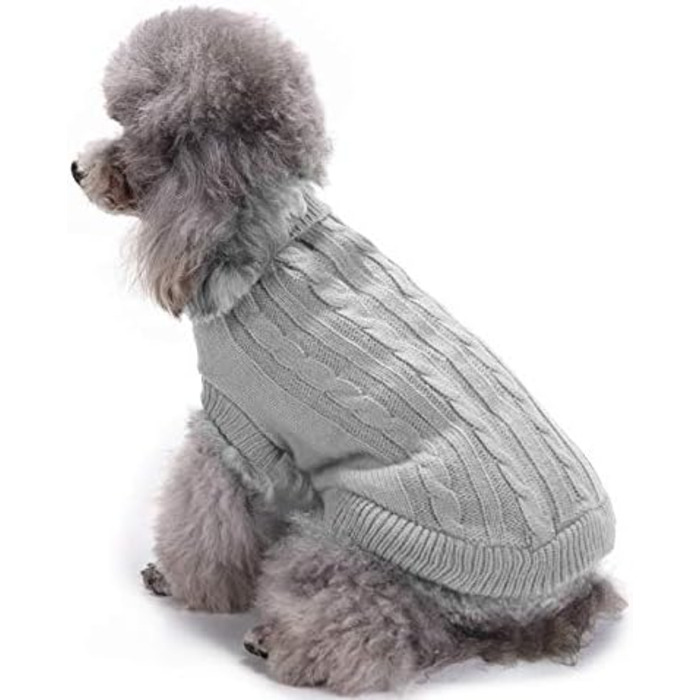 Теплий і зручний собачий светр з ролетним коміром, сірий, розмір M, акрил