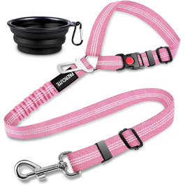Набір з 2 ременів безпеки для собак у машину – регульовані ремені для тварин на підголівник – міцні, еластичні та довговічні (Рожевий)