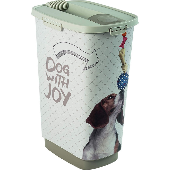 Контейнер для корму Rotho MyPet Cody 50 л з кришкою і дозатором, пластик BPA-free, бежево-білий