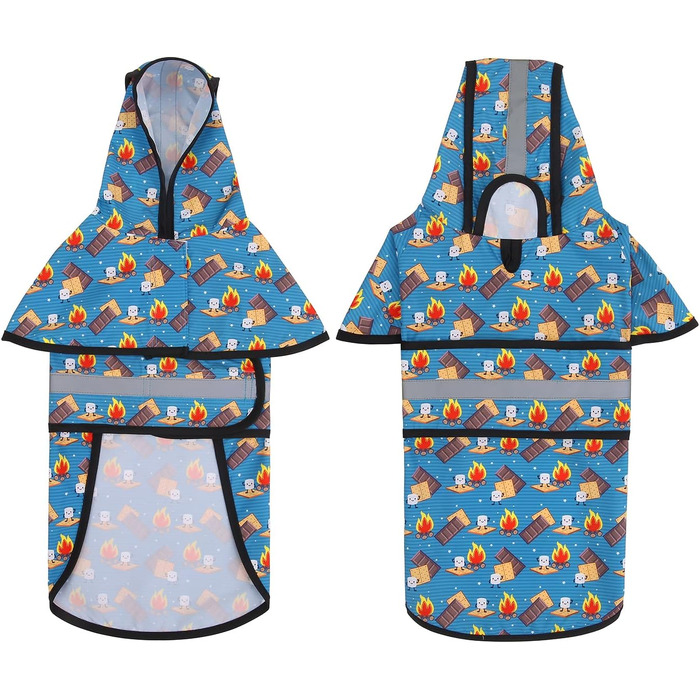 Дощовик для собак та цуценят HDE з капюшоном, модель Happy Camper (Гумакові качки), розмір XL