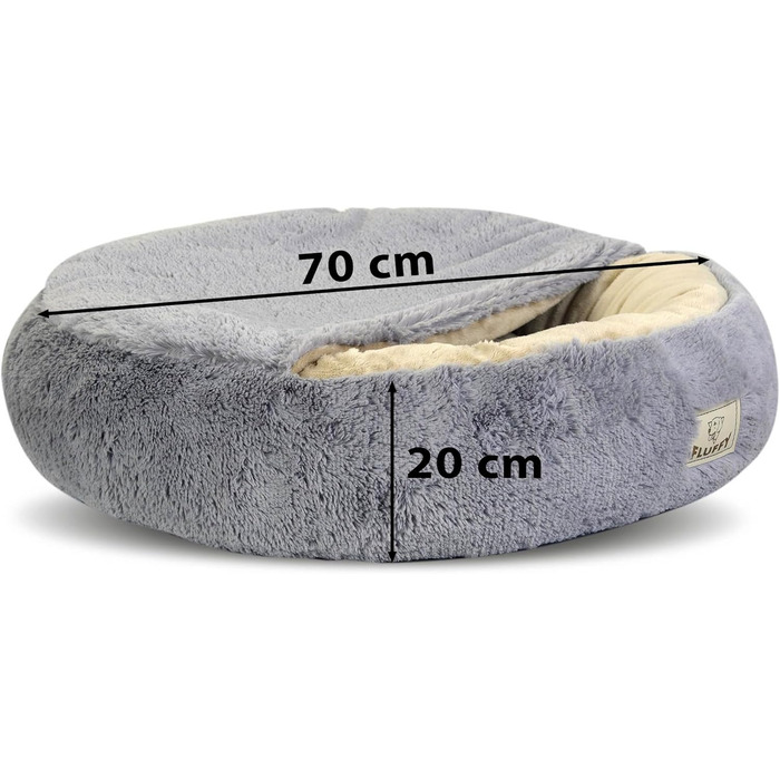 Кругле ліжко для собак та котів Zotteliges з балдахіном, сірого кольору, діаметр 70 см