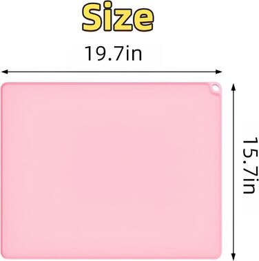 Силіконова килимок для годування домашніх тварин, 50.8 x 40.6 см, вологостійкий, з антиковзаючою основою та захистом від протікання, легко миється (Рожевий)