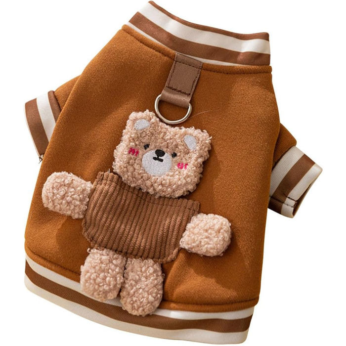 Теплий зимовий пуловер для собак Галатея з кільцем D, коричневий (M)