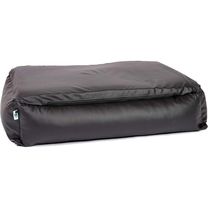 Ортопедичне ліжко для собак CopcoPet Paco з штучної шкіри, чорного кольору, 90 x 70 см – віско-матрац для собак – знімний, пральний чохол – стабільне, щадяче для суглобів – для середніх собак L 90 x 70 см