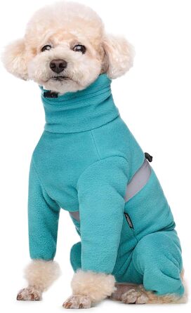 Теплий флісовий одяг для собак, зимовий, з довгим рукавом, для чотирилапих, регульований, для собак маленьких та середніх розмірів, розмір XS (Синій)