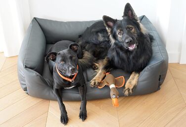 4L Textil Hundebett Mario: Квіткове ліжко для собак з штучної шкіри, 100x70 см, Графіт