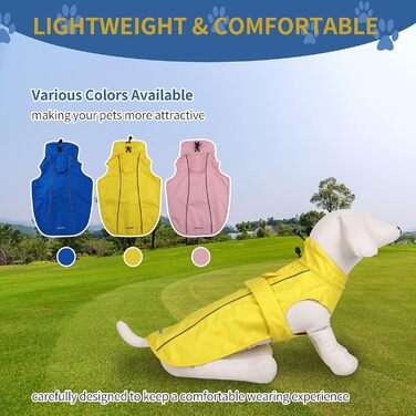 Водонепроникний дощовик для собак з світловідбиваючими смугами, регульований, дихаючий дощовик з отвором для повідка (Рожевий, розмір XX-Large)