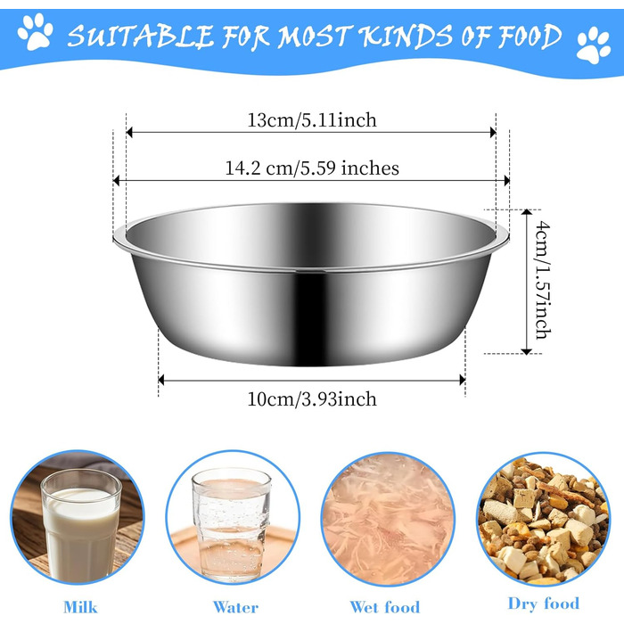 Набір мисок для котів з нержавіючої сталі, 3 шт. Підвищені миски для котів, цуценят та тварин, миски для корму та води