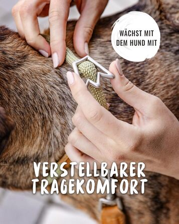 Нашийник для собак Rudelkönig Emma - Елегантний нашийник-стоп для собак з шкіри та нейлону, діаметр 12 мм, для великих собак, колір хакі