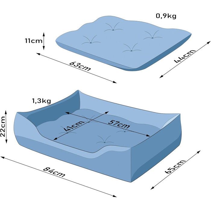 М'яке ліжко для собак та котів з високими бортиками, 84x65 см, графітовий колір