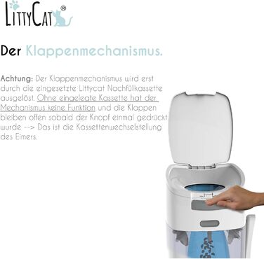 Відро для сміття з котячого туалету Littycat з лопаткою - з картриджем для поповнення - котячий туалет, відро для котячого туалету біло-сірий + 1 картридж біло-сірий