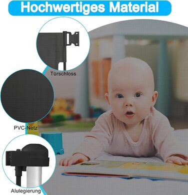 Захист для воріт/сходи NAIZY Rollo - сітка для собак та дітей, 180 см, чорний