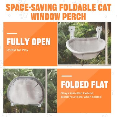 Кішка лежак на вікно Homegroove, 45 x 30 см, сірий, металевий каркас