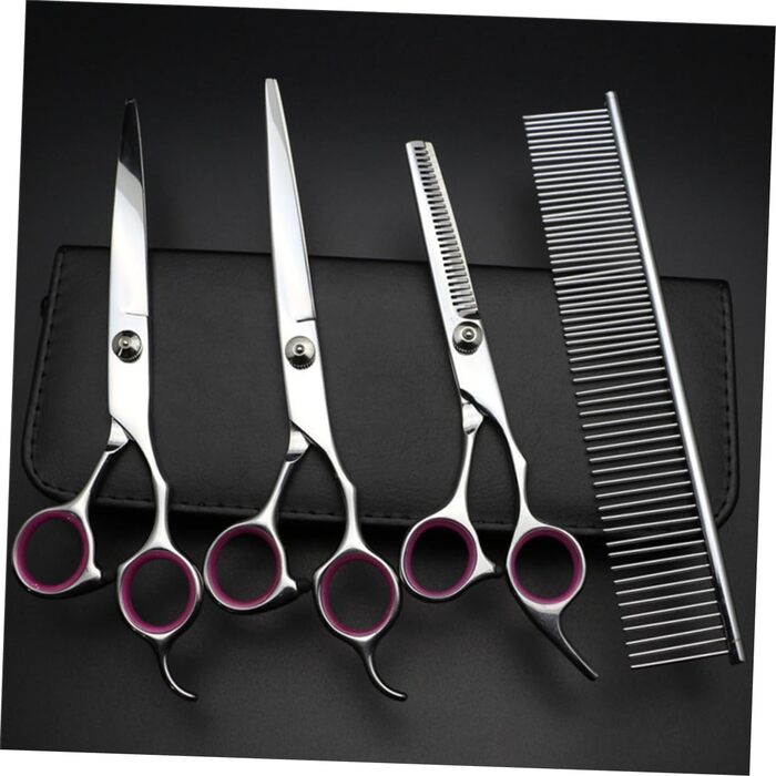 Набір для стрижки тварин Angoily: 4 частини (ножиці для собак та котів, гребінець, тканина)