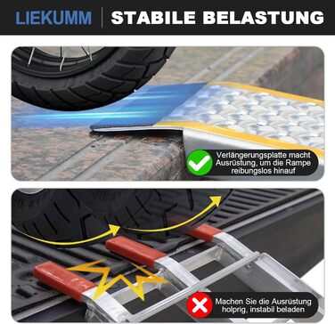 Рампа для підйому LIEKUMM, 180 см, 300 кг, алюміній, складна, протиковзка. Підходить для мотоцикла, ATV, велосипеда, авто.