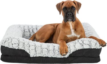 Ортопедичне ліжко для собак TRIXIE Vital Lino, 110x75 см - м'яке ліжко з memory foam, для літніх собак, чорний/сірий