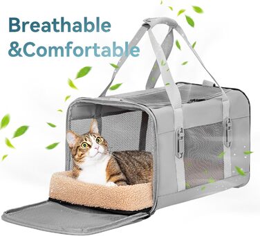 Переноска для котів та собак Petsfit сірого кольору L+: 48,5x31x31 см - Зручна та безпечна переноска для тварин