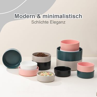 Керамічна миска для собак - неслизька, для маленьких та середніх собак, для води та корму. Керамічна миска для котів. Біла, 15 см, 720 мл