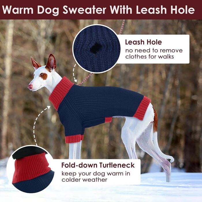 Теплий зимовий пуловер для собак IKIPUKO з отвором для повідка, рожевий (XXXL)