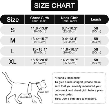 Шлейка та поводок для котів Skmeditec: безпечна шлейка-жилет для великих котів та маленьких собак, м'яка жилетка зі світловідбиваючими смугами, чорний (L)