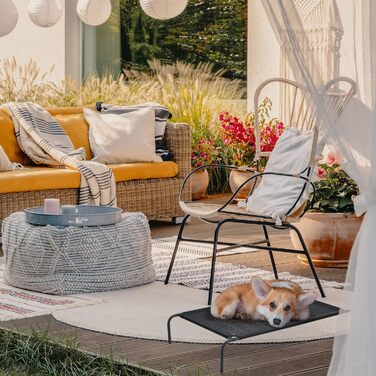 Лежанка для собак Relaxdays Outdoor, піднята лежанка до 35 кг, розмір 19x111x65 см, для саду, кемпінгу та відпочинку на природі, чорна