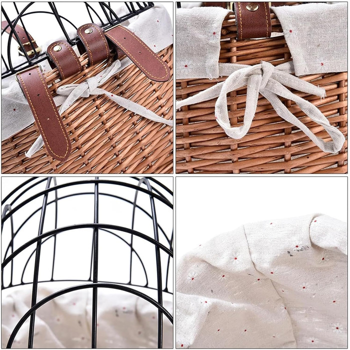 Корзина для собак на велосипед з металевим покриттям, плетені корзинки для тварин, корзина для велосипеда з лози для маленьких собак, котів та інших домашніх тварин