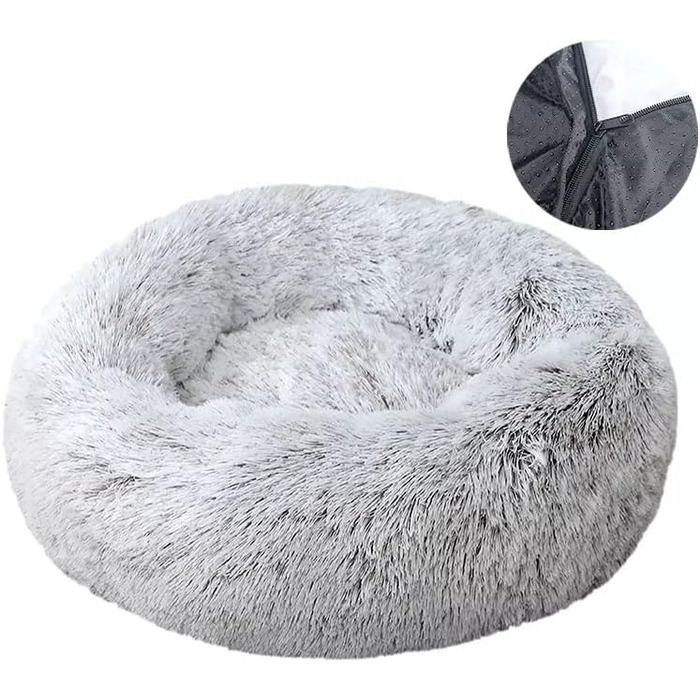 Асторпет | Лежанка для собак та котів Donut Cush, велика, середня та маленька, зручна та приємна на дотик (XS, світло-сірий)