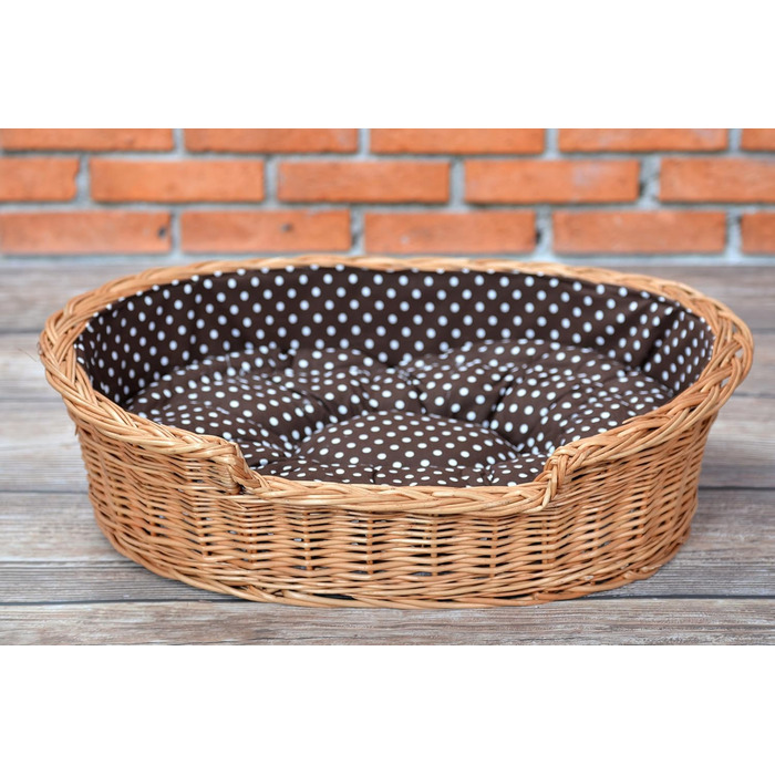 Корзина для собак та котів з плетеної лози e-wicker24, 75x75 см, з подушкою