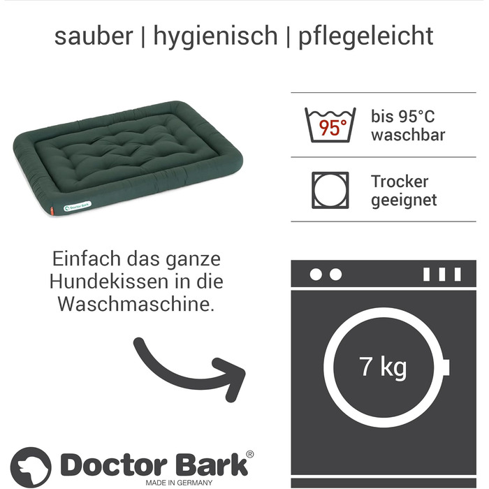 Ортопедична лежанка для собак Doctor Bark, 90x70 см, зелена, 95°C, гігієнічна, міцна та зручна