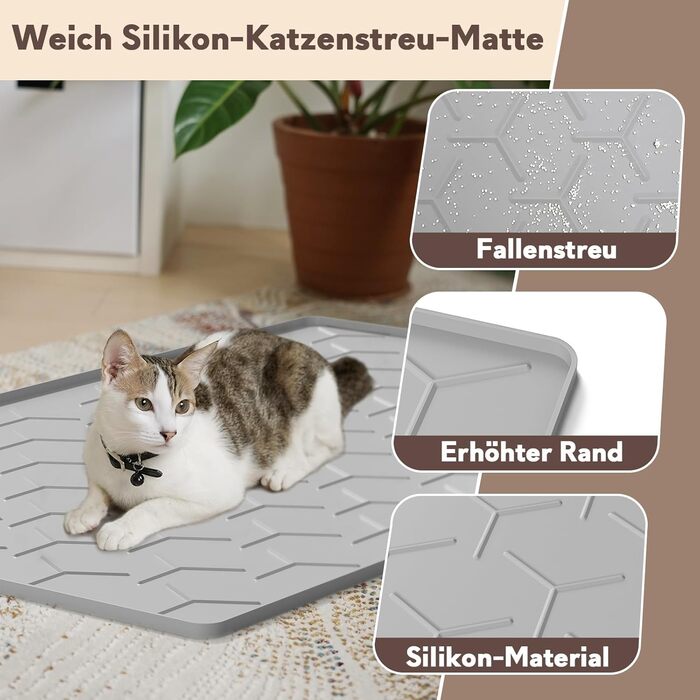 Килимок під лоток для котів Garoopion Katzenklo Matte, 86x56 см, силікон, сірий