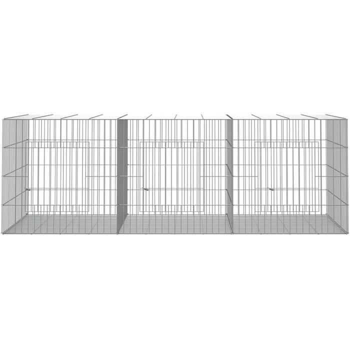 Клітка для кролів vidaXL, 3 секції, 163x79x54 см, оцинкована сталь, вольєр для домашніх тварин