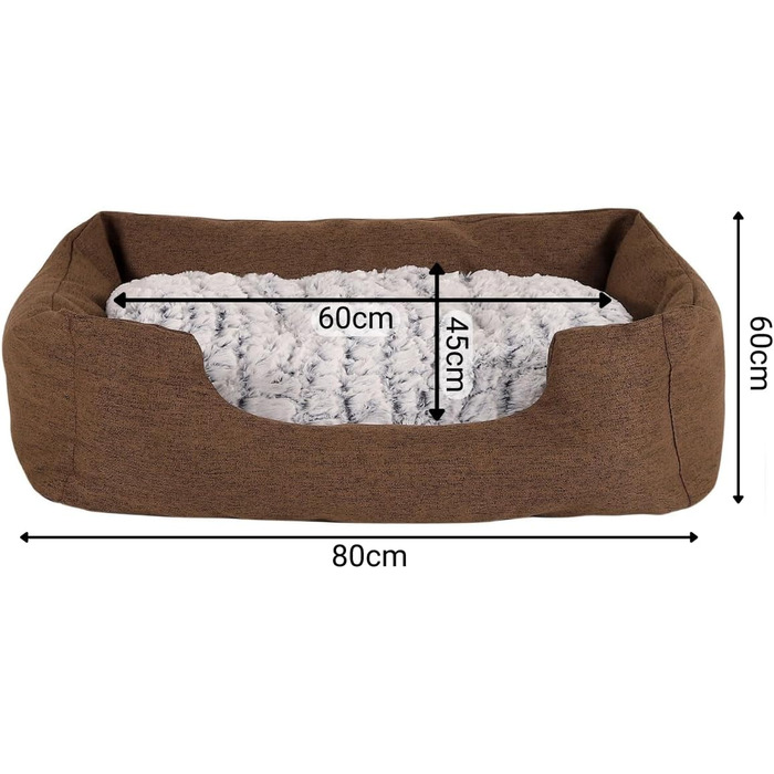 Крісло-гніздочко для собак Lionto з м'яким двостороннім подушкою, затишне ліжко для домашніх тварин у меланжевому дизайні з глибоким входом, підходить для собак та котів усіх розмірів, 80x60 см, м'яке ліжко для собак, коричневе