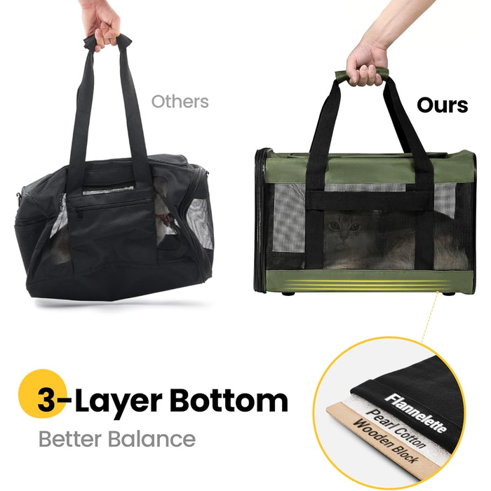 Транспортна переноска для котів та собак Conlun, зелена, L, розкладний дизайн