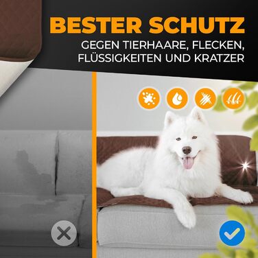 Водонепроникний плед для собак SympaTierisch - захист дивану та ліжка - антиковзаюча підстилка для собак, великих розмірів, придатний для прання - Колір: Коричневий, 150 x 130 см