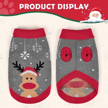 Пуловер для собак на Різдво, теплий вовняний пуловер з коміром-гетром для собак, малі та середні породи (Сірий, S)