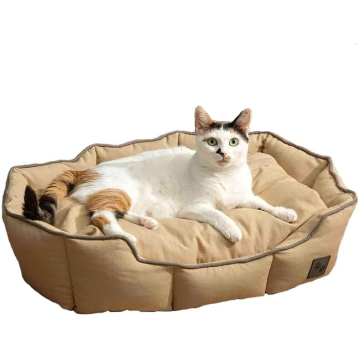Ліжко для котів та собак English Home, 40x60x17 см, бежеве. Знімний чохол, машинне прання