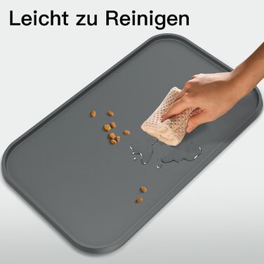 Підкладка під миски для котів та собак, силіконова, з високим бортиком, вологостійка, сіра